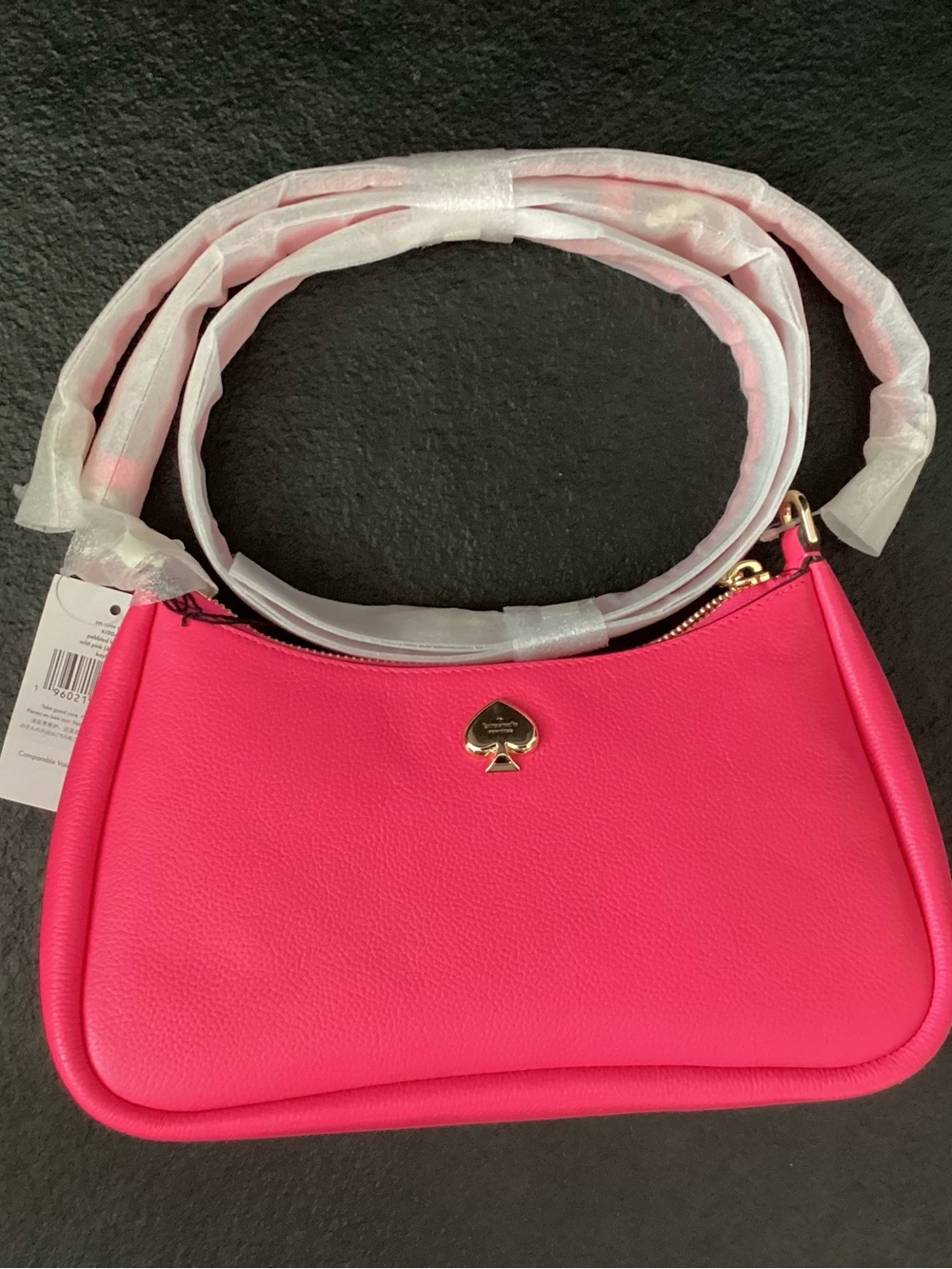 kate spade Bright Pink Pebbled Leather Crossbody with Gold Spade Accent